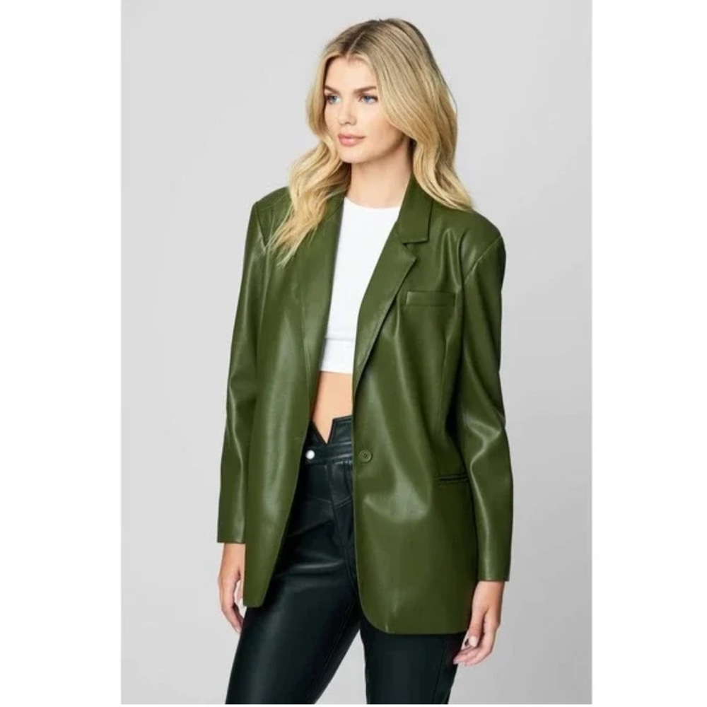 BLANKNYC Oversized One-Button Faux Leather Blazer